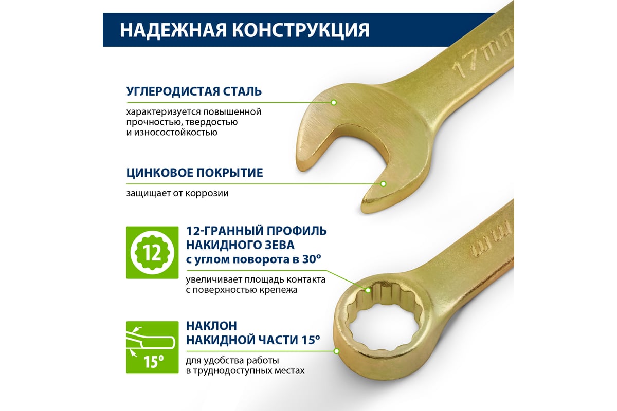 Набор комбинированных ключей СИБРТЕХ 6-22 мм, 12 шт. 15439 - выгодная ...