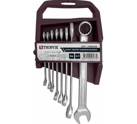 Набор комбинированных ключей THORVIK CWS0008 8-19 мм, 8 предметов 52045