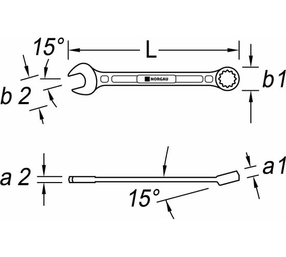 Комбинированный ключ NORGAU тип N7B-3/4 3/4", длина 240 мм 60223435