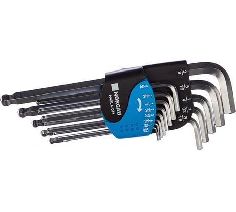 Набор шестигранных ключей NORGAU дюймовые, удлиненные, 13шт N42LA-013 061005013