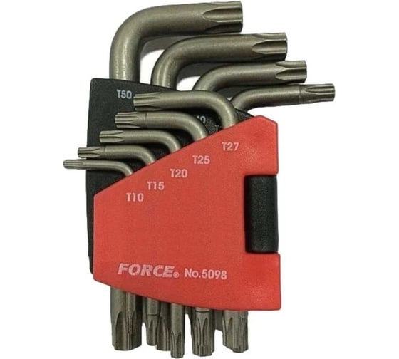 Набор Г-образных ключей FORCE Т10-Т50 9 предметов 5098