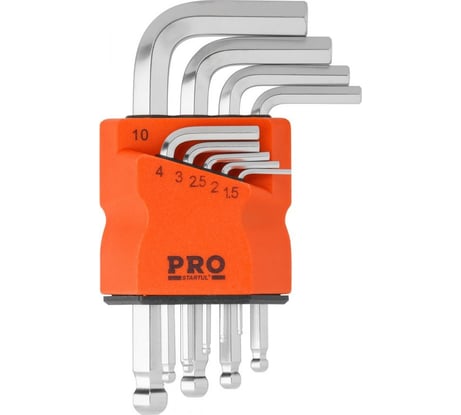 Набор коротких шестигранных ключей STARTUL PRO 1,5-10 мм, 9 предметов, с шаром PRO-89409