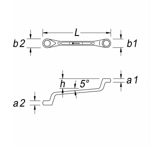 Накидной двусторонний ключ NORGAU тип N2-30x32 30х32 мм 060307253
