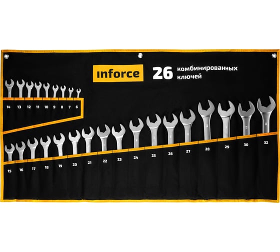 Набор комбинированных ключей 26 предметов Inforce, Сталь Cr-V, 6-32мм, 06-05-32 1