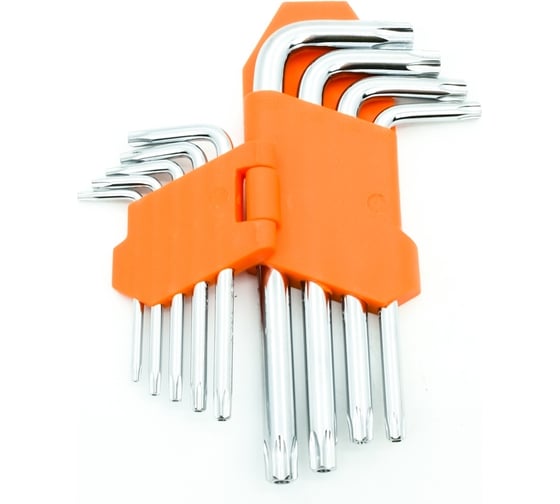 Набор шестигранных имбусовых ключей BOHRER TORX T10, T15, T20, T25, T27, T30, T40, T45, T50, 9 шт. 49102119