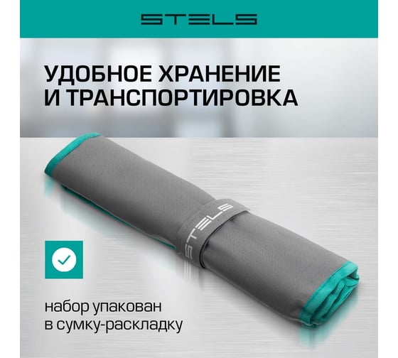 Набор комбинированных ключей STELS 6-22 мм, 12 шт., CrV, матовый хром 15421