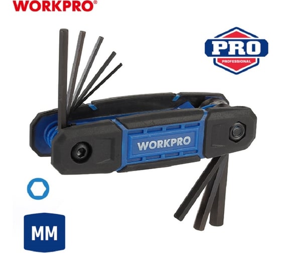 Набор шестигранных метрических ключей WORKPRO 8 шт. складной WP222028