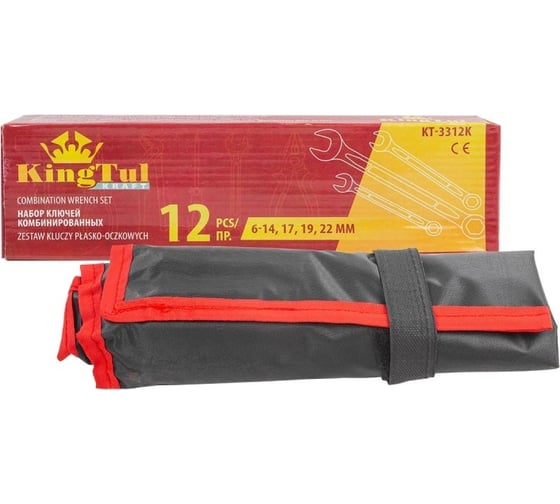 Набор комбинированных ключей KingTul 12пр. 6-14, 17, 19, 22 мм на полотне KT-3312k(10243)