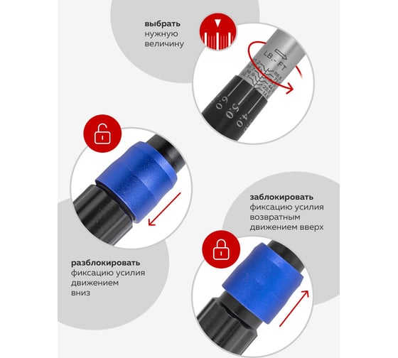 Динамометрический ключ щелчкового типа Forsage Premium с быстрой фиксацией, 20-120 Нм, 1/2", в пластиковом кейсе F-6474525(48603)