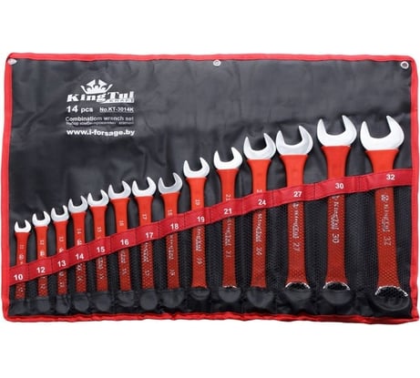 Набор комбинированных ключей KingTul 14пр. 10, 12-19, 21, 24, 27, 30, 32 мм на полотне KT-3014k(10244)