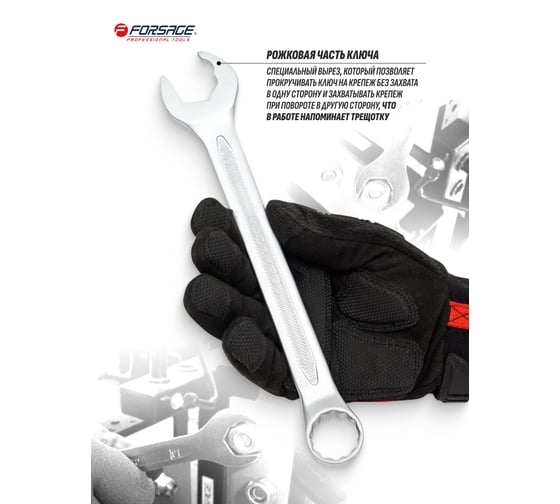 Комбинированный ключ с профилем Ratchet drive Forsage 18 мм, на пластиковом держателе F-75518RD(28702)