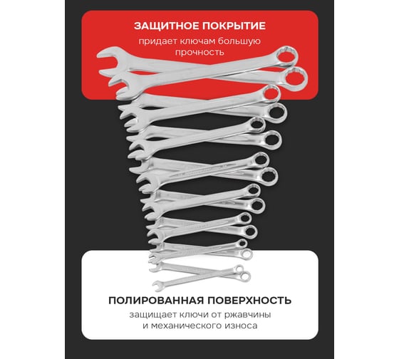 Набор комбинированных ключей Forcekraft 16 пр 6-19,22,24 мм, в метал, кейсе FK-5161(29932)