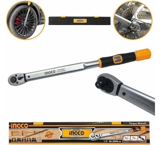 Динамометрический ключ INGCO INDUSTRIAL 1/2" 40-200 Нм HPTW200N1