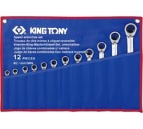 Набор комбинированных трещоточных ключей KING TONY 8-24 мм, чехол из теторона, 12 предметов 122A12MRN