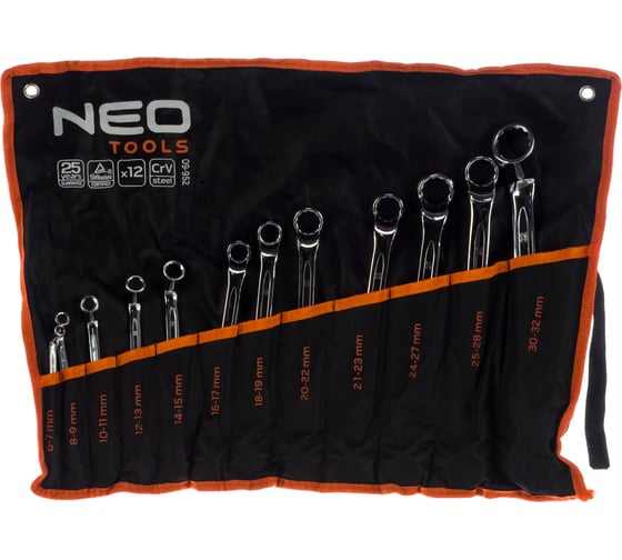 Набор накидных изогнутых ключей (6 x 32 мм, 12 штук) NEO Tools 09-952