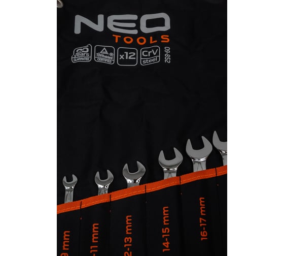 Двухсторонние ключи с открытым зевом NEO Tools 6-32 мм, 12 шт. 09-852