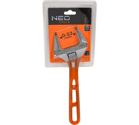 Разводной ключ 306 мм, рабочий диапазон 0-53 мм NEO Tools 03-026
