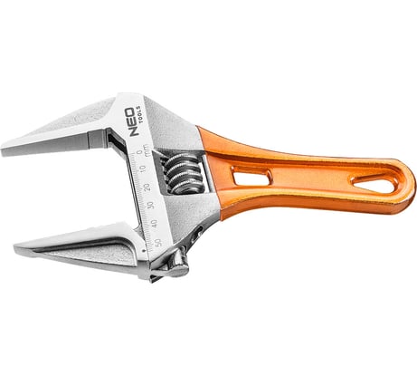 Разводной ключ короткий 185 мм, рабочий диапазон 0-53 мм NEO Tools 03-022