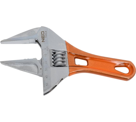 Разводной ключ короткий 185 мм, рабочий диапазон 0-53 мм NEO Tools 03-022