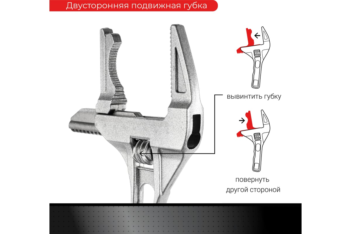 Разводной ключ VIRA сантехнический 6-68мм с укороченной ручкой 311007 -  выгодная цена, отзывы, характеристики, фото - купить в Москве и РФ