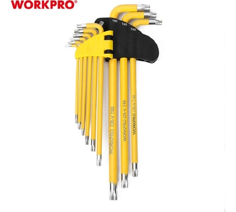 Набор 6-гранных длинных ключей TORX WORKPRO 9 шт. в держателе WP222008