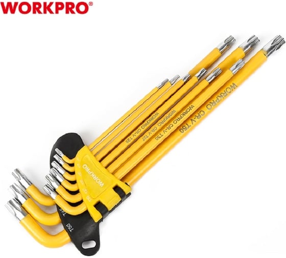 Набор 6-гранных длинных ключей TORX WORKPRO 9 шт. в держателе WP222008