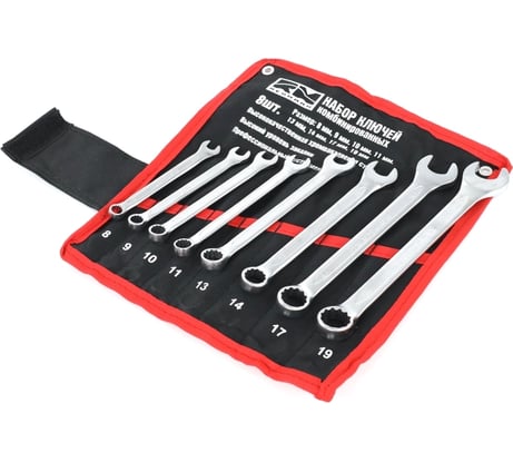 Набор комбинированных ключей REDMARK 8, 9, 10, 11, 13, 14, 17, 19 мм, холодный штамп, CR-V, 8 шт. RM3240636