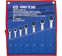 Набор комбинированных трещоточных ключей, 3/8"-3/4", чехол из теторона, 7 предметов KING TONY 12207SRN