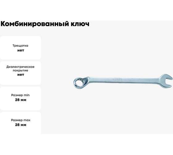 Комбинированный ключ 75 градусов 28мм FORCE 75528A