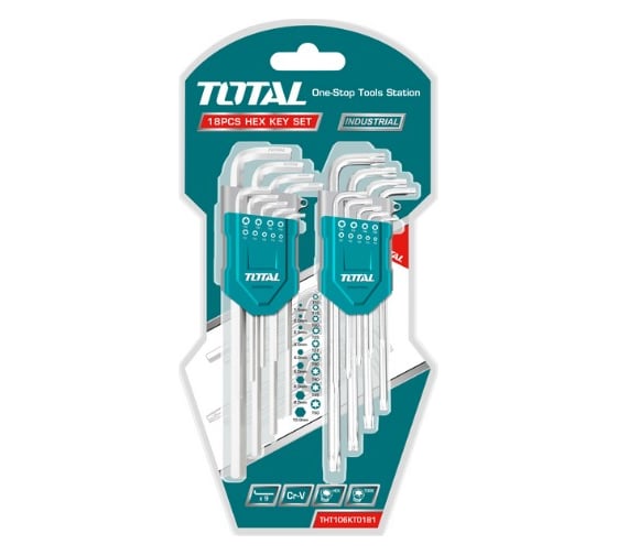 Набор удлиненных имбусовых ключей TOTAL Hex, Torx, 18 шт. THT106KT0181