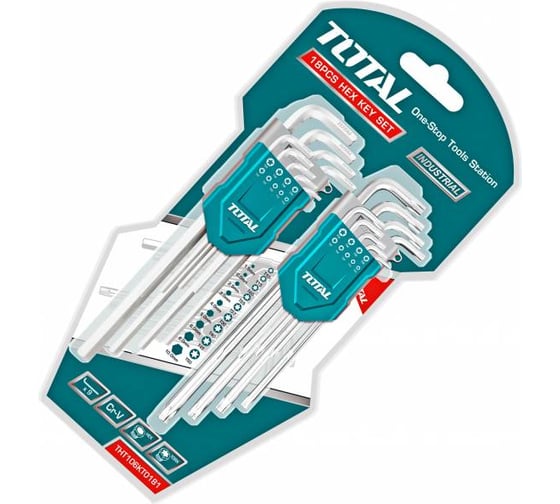 Набор удлиненных имбусовых ключей TOTAL Hex, Torx, 18 шт. THT106KT0181