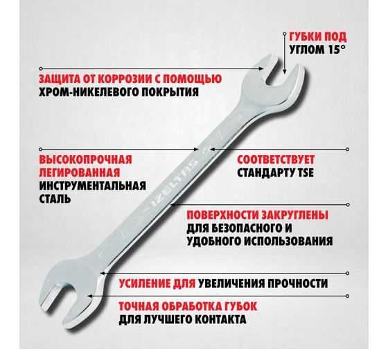 Ключ рожковый двусторонний IZELTAS 08х10мм , 100010810