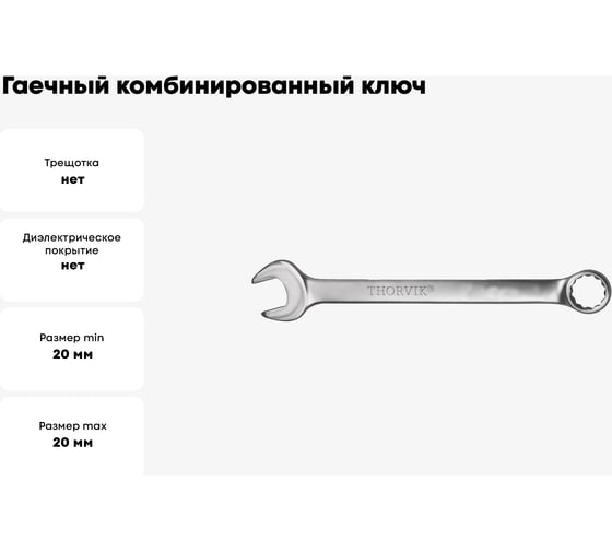 Гаечный комбинированный ключ Thorvik W30020 52529