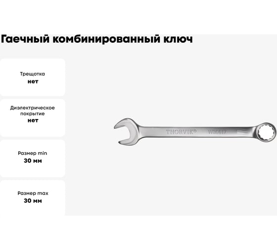 Гаечный комбинированный ключ Thorvik W30030 52538
