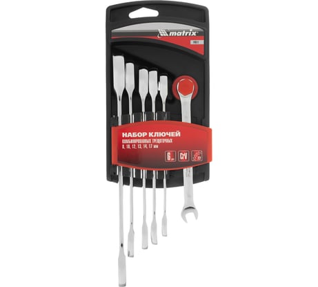 Набор комбинированных трещоточных ключей MATRIX 6 шт 14511