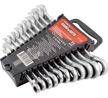 Набор комбинированных трещоточных ключей BaumAuto 8, 10-19 мм, 11 предметов BM-51112(51466)