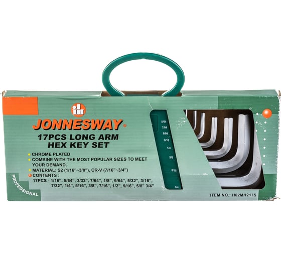 Набор торцевых шестигранных удлиненных ключей 1/16-3/4" SAE, 17шт Jonnesway H02MH217S 49116