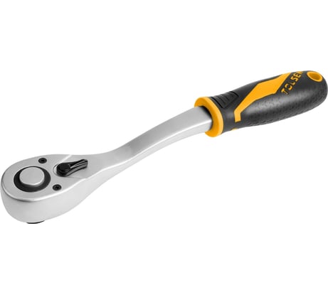 Трещотка TOLSEN GRIPro 1/4", 153 мм, 72 зубца, флажковая, с кнопкой 16118