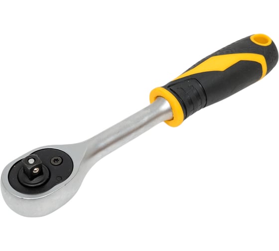 Трещотка TOLSEN GRIPro 1/4", 155 мм, 72 зубца, флажковая, с кнопкой 15118