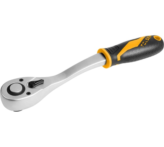 Трещотка TOLSEN GRIPro 3/8", 202 мм, 72 зубца, флажковая, с кнопкой 16119