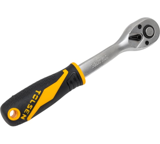 Трещотка TOLSEN GRIPro 3/8", 202 мм, 72 зубца, флажковая, с кнопкой 16119