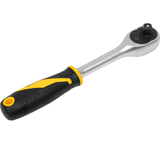 Трещотка TOLSEN GRIPro 3/8", 205 мм, 72 зубца, флажковая, с кнопкой 15119