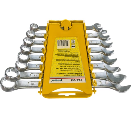 Набор гаечных комбинированных ключей РемоКолор, углеродистая сталь, 8 предметов 43-2-508