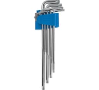 Набор имбусовых ключей, длинные, Cr-Mo сталь, сатинированное покрытие, эргономичный держатель, TORX Т10-Т50, 9шт Зубр ЭКСПЕРТ 27467-H9