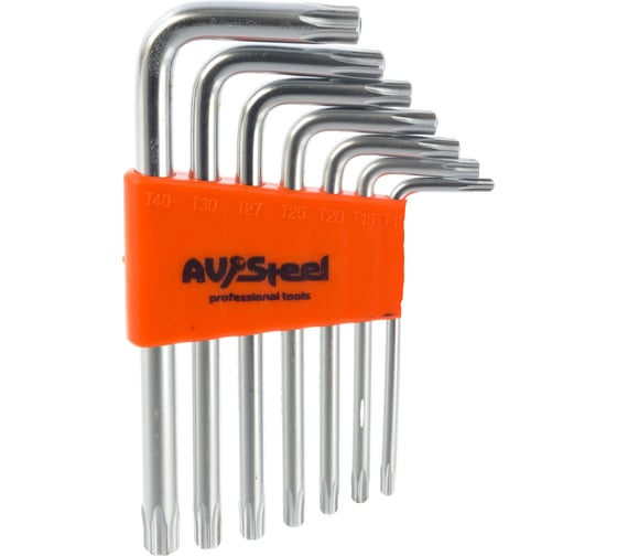 Набор ключей Г-образных TORX с отверстием TH10-TH40 7 предметов AV Steel AV-367307