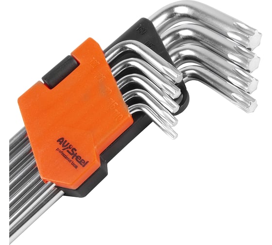 Набор экстрадлинных Г-образных ключей TORX  T10-T50 9 предметов AV Steel AV-369109