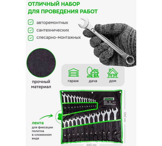 Ключи Forsland комбинированные, набор 25пр. (6-28, 30, 32мм) FL-5261P(54264)