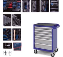 Набор инструментов в синей тележке, 204 предмета KING TONY 934-100AMB