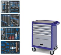 Набор инструментов KING TONY "FOCUS" в синей тележке, 188 предметов 934-188AMB