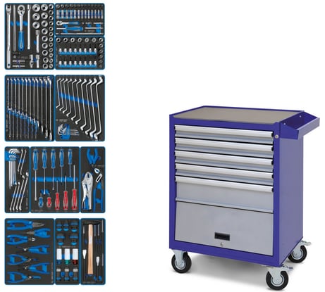 Набор инструментов KING TONY "FOCUS" в синей тележке, 188 предметов 934-188AMB